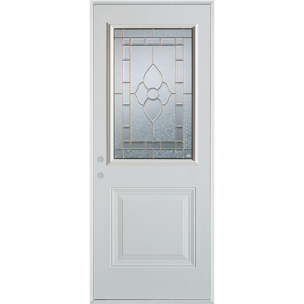 Stanley Doors 36 In X 80 In Traditional Brass 1 2 Lite 1 Panel