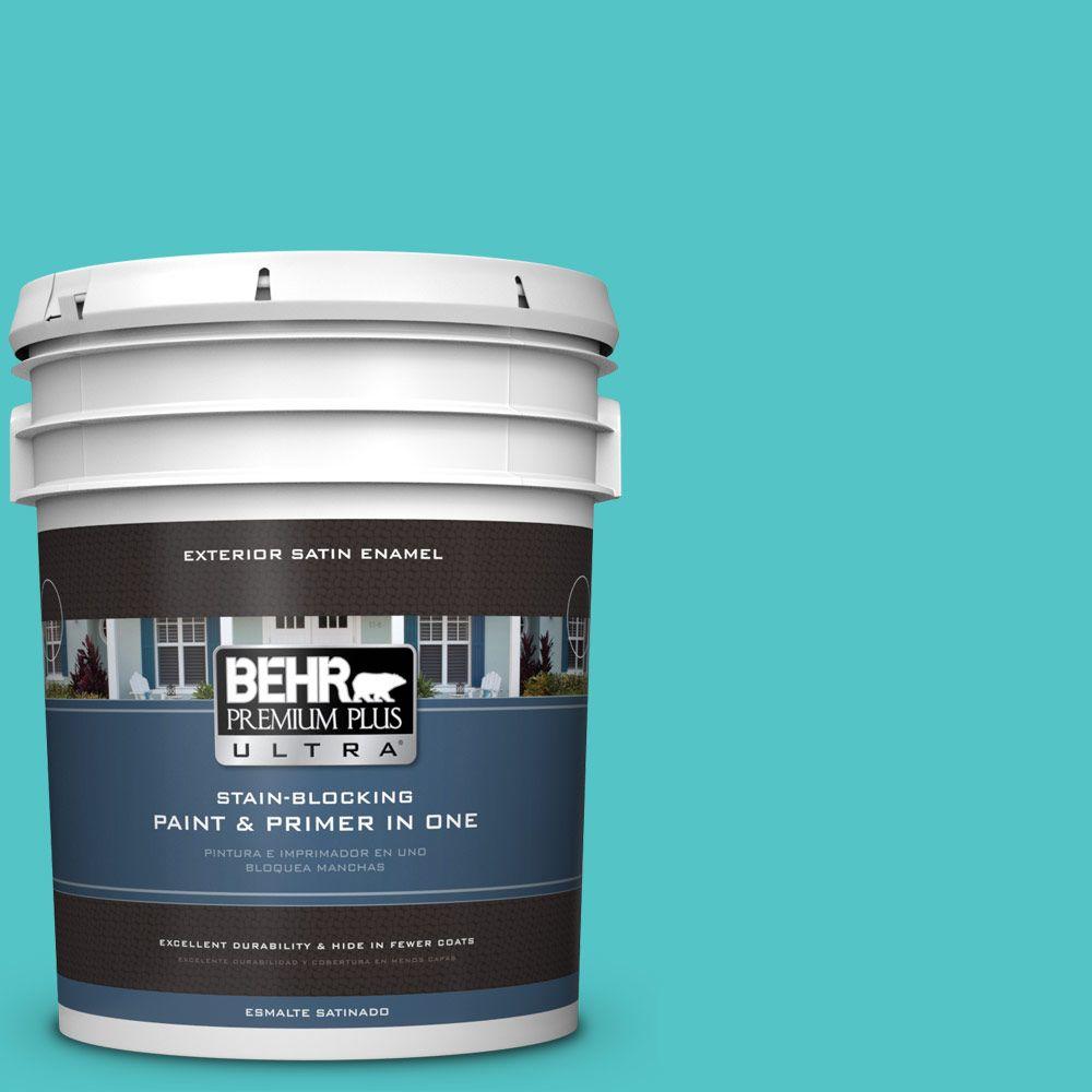 BEHR Premium Plus Ultra 5 Gal 500B 4 Gem Turquoise Satin Enamel