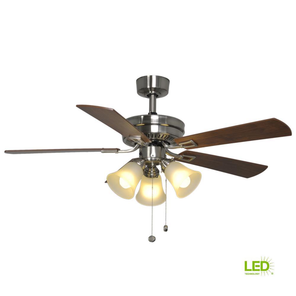 Hampton Bay Glendale 52 In Led Indoor Brushed Nickel Ceiling Fan