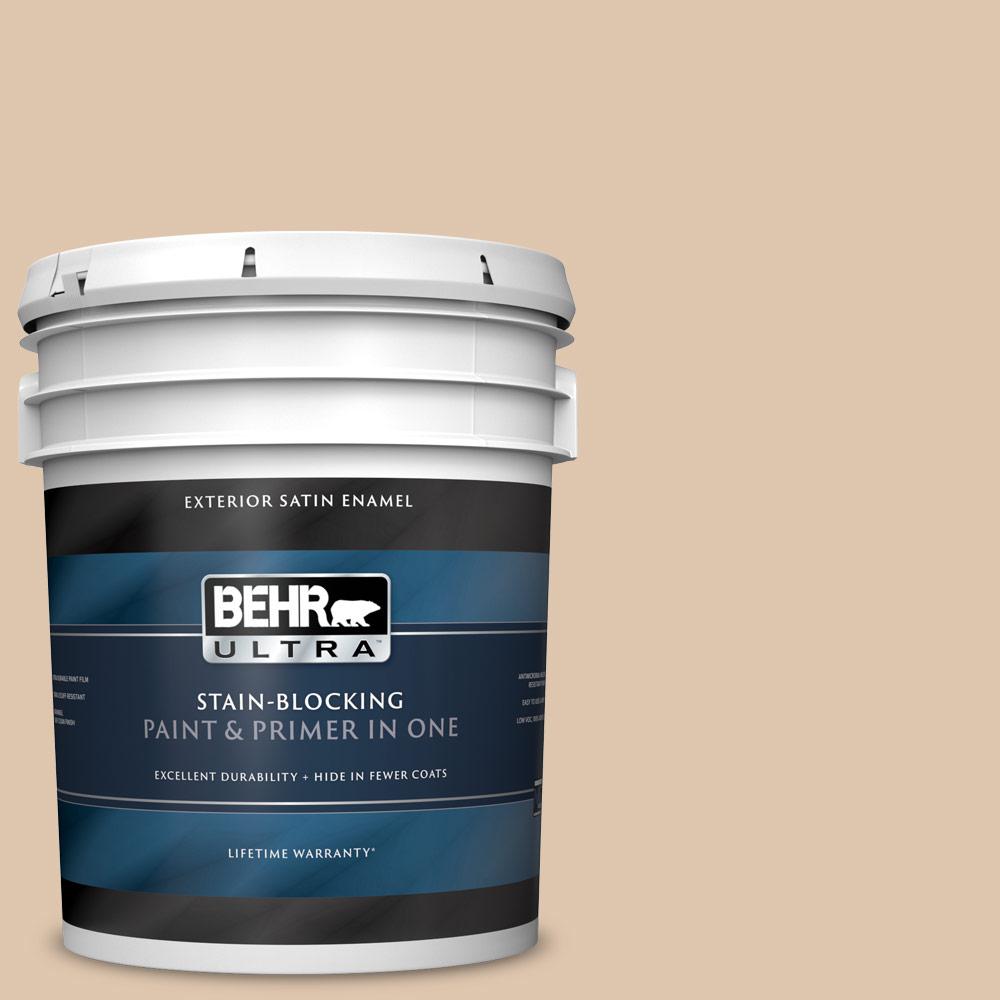 BEHR ULTRA 5 Gal N260 2 Almond Latte Satin Enamel Exterior Paint And