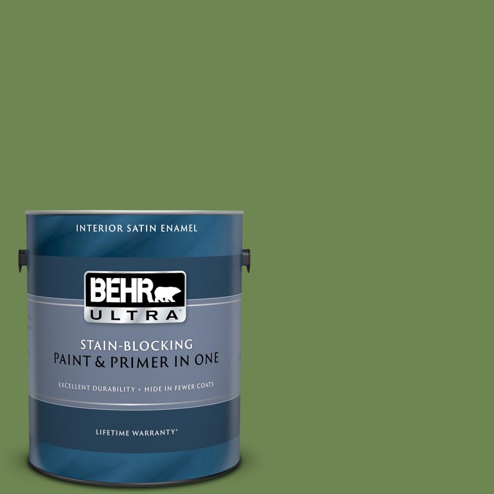 BEHR ULTRA 1 Gal M370 6 Snip Of Parsley Satin Enamel Interior Paint