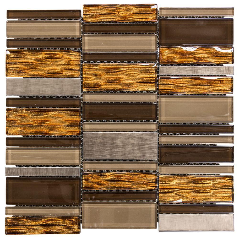 Jeffrey Court Bronze Stack In X In X Mm Glass Mosaic Wall