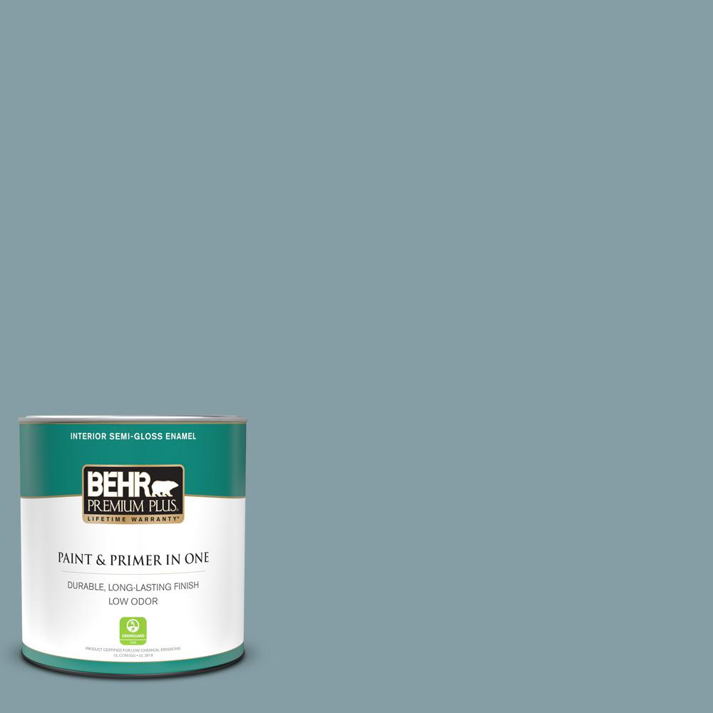 BEHR PREMIUM PLUS 1 Qt MQ5 27 Rainy Season Semi Gloss Enamel Low Odor