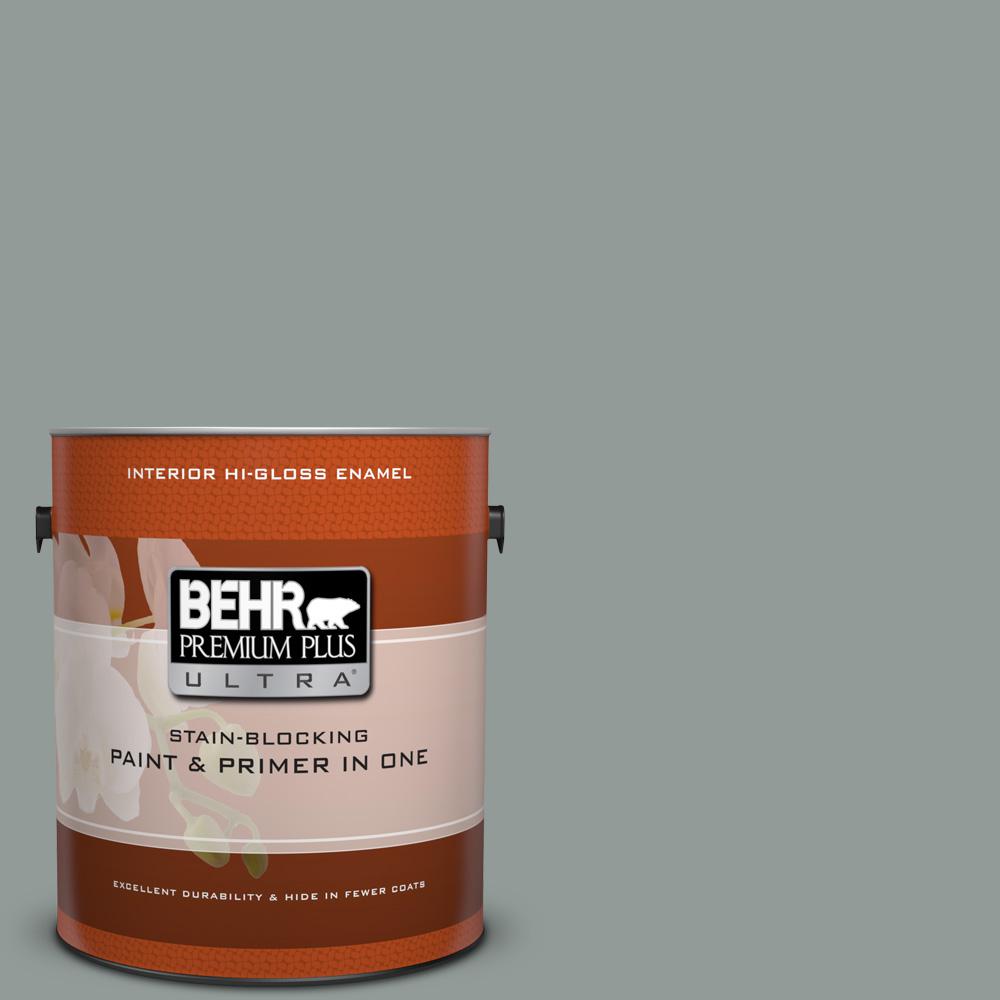 BEHR Premium Plus Ultra 1 Gal M490 1 Breezy Blue Semi Gloss Enamel