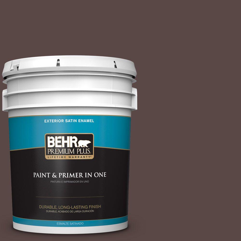 BEHR Premium Plus 5 Gal 750B 7 Thick Chocolate Satin Enamel Exterior