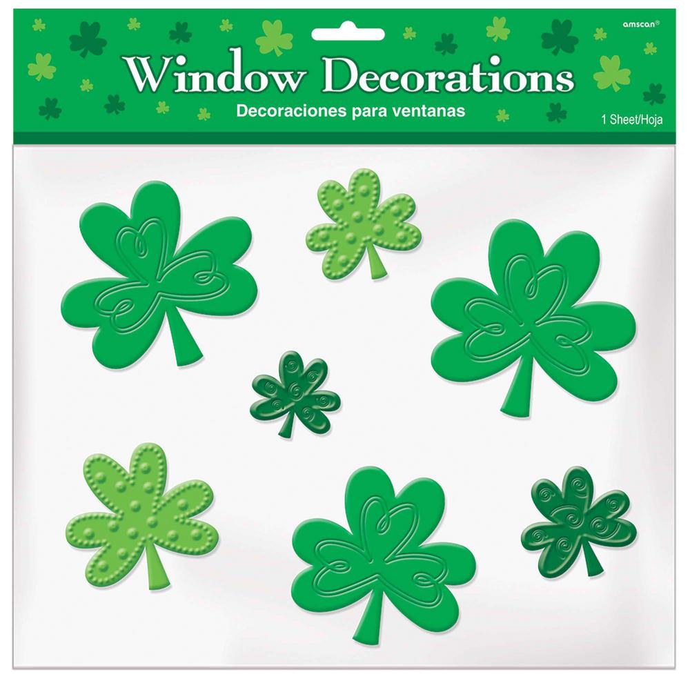 Amscan St Patrick S Day Green Shamrock Gel Clings 4 Pack 220258