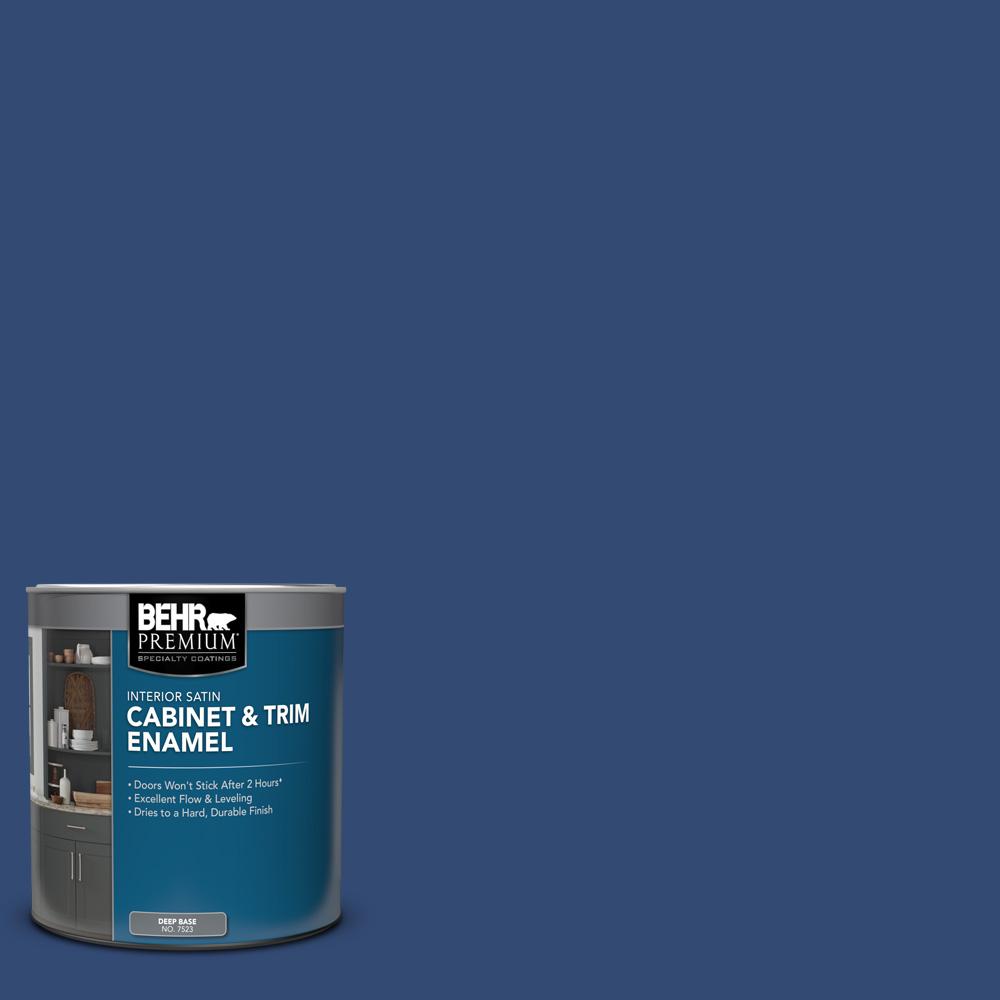 Behr Premium Qt S H Navy Blue Satin Enamel Interior Cabinet And