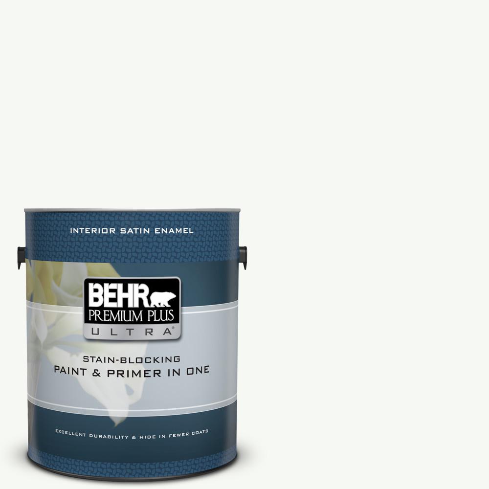 BEHR Premium Plus Ultra 1 Gal PPU18 06 Ultra Pure White Satin Enamel