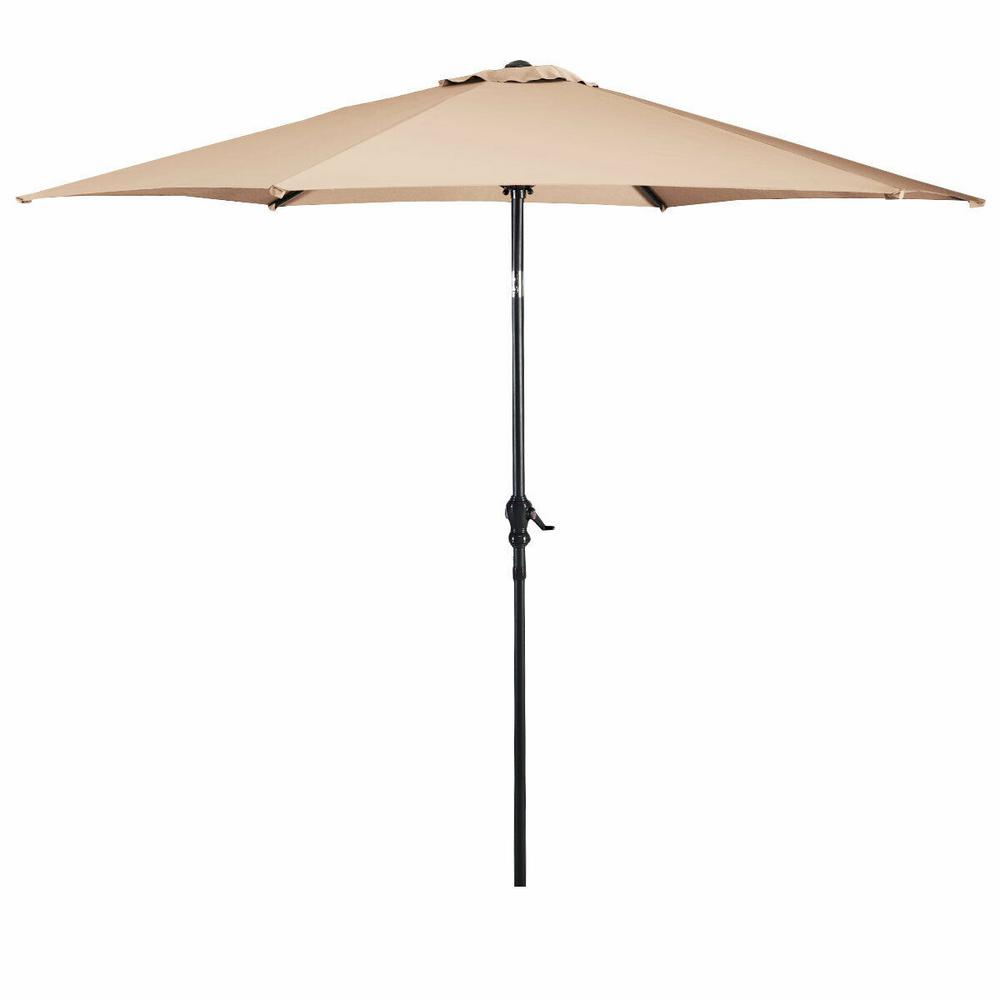 Costway Ft Steel Push Up Market Patio Umbrella In Beige Ghm