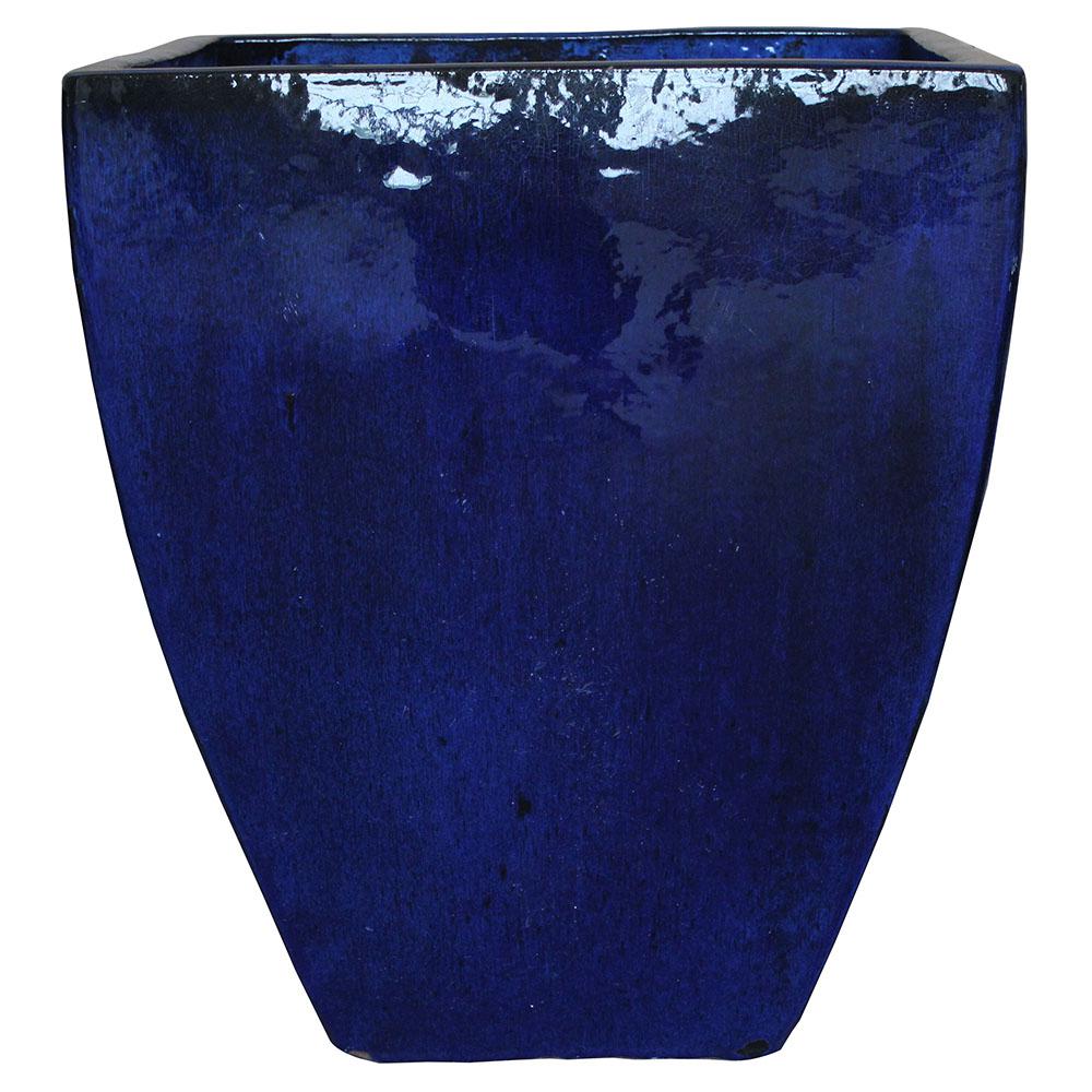 Trendspot 16 In Dia Thorn Blue Ceramic Quadrato Pot CR20078 16M The