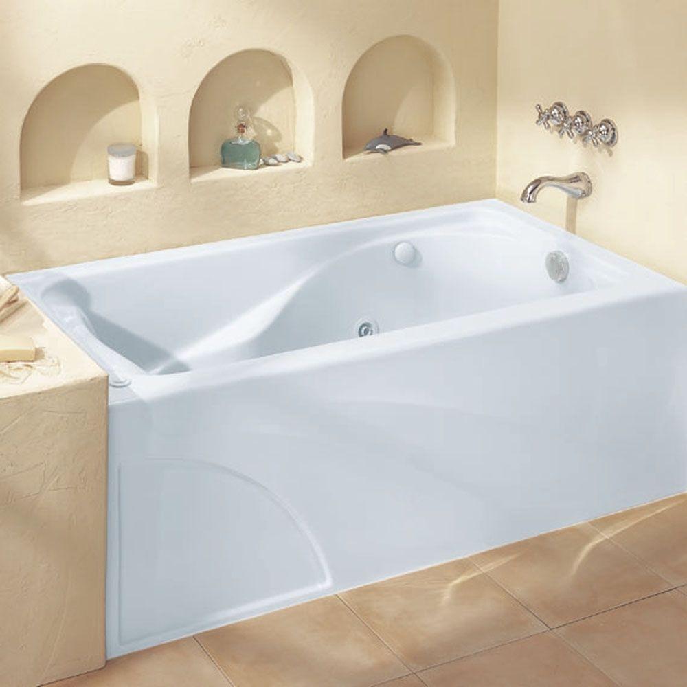 American Standard Cadet 60 In X 32 In Left Drain Everclean Whirlpool Tub With Integral Apron In White