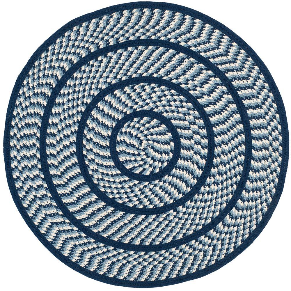 Safavieh Braided Ivory Navy 4 Ft X 4 Ft Round Area Rug BRD401D 4R