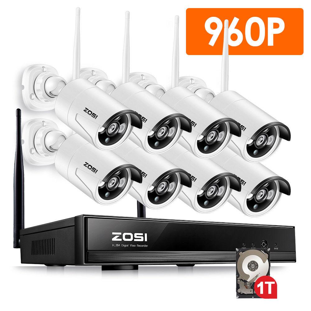 ZOSI 8 Channel 960p 1TB NVR Security Camera System With 8 Wireless