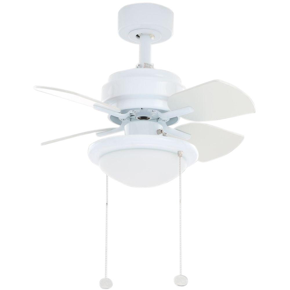 Hampton Bay Metarie 24 In Indoor White Ceiling Fan With Light Kit