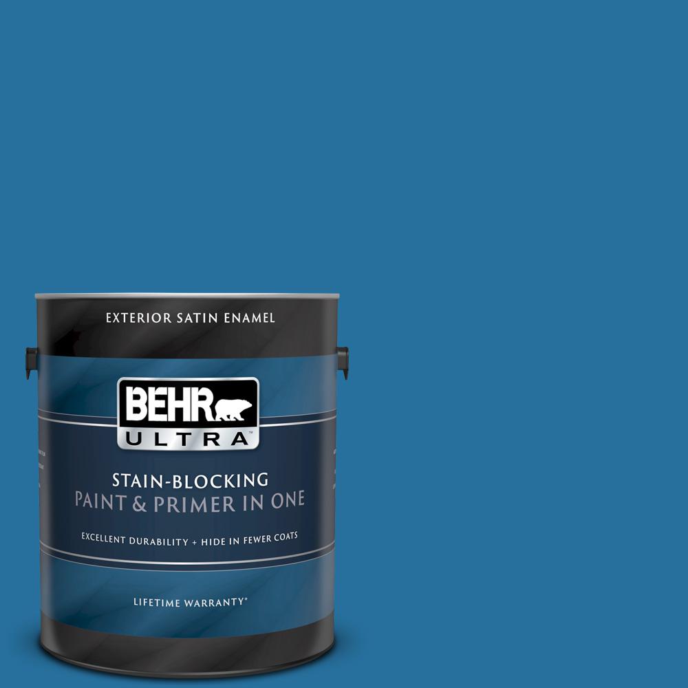 BEHR ULTRA 1 Gal 550B 7 Blue Ocean Satin Enamel Exterior Paint And