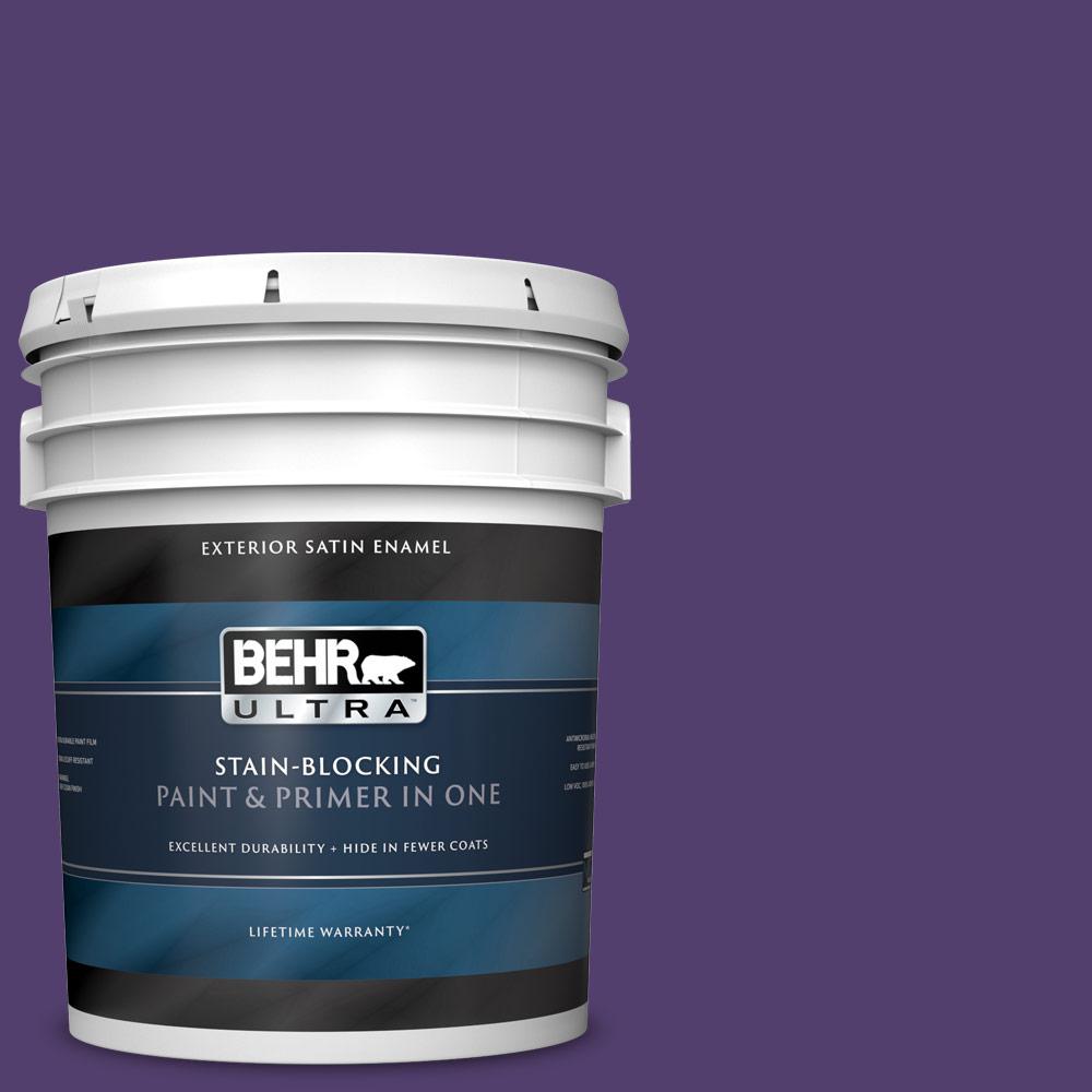 BEHR ULTRA 5 Gal P570 7 Proper Purple Satin Enamel Exterior Paint And