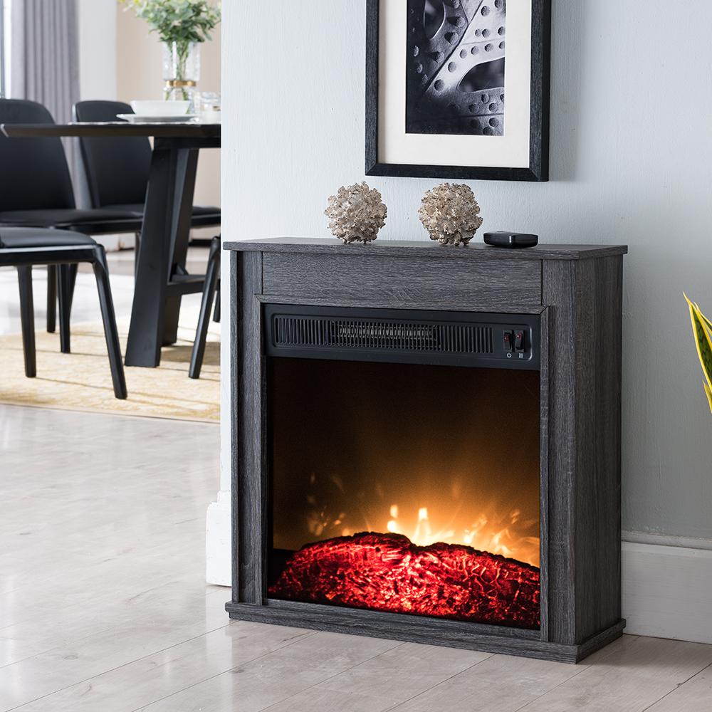 Hampton Bay 23 In Compact Electric Fireplace In Black Sp5969 Befail