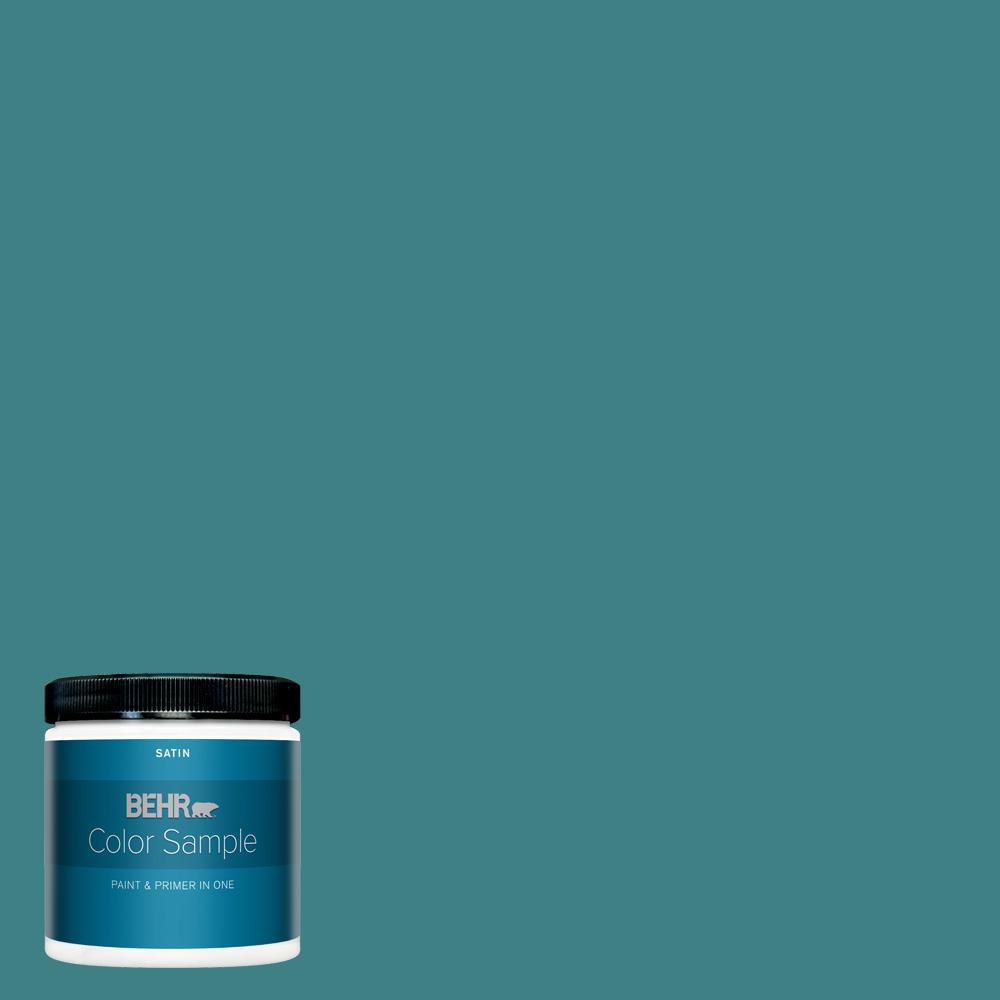 BEHR PREMIUM PLUS 8 Oz 510D 7 Pacific Sea Teal Satin Enamel Interior