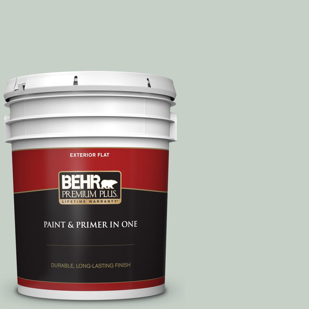 BEHR PREMIUM PLUS 5 Gal N400 2 Frosted Sage Flat Exterior Paint And