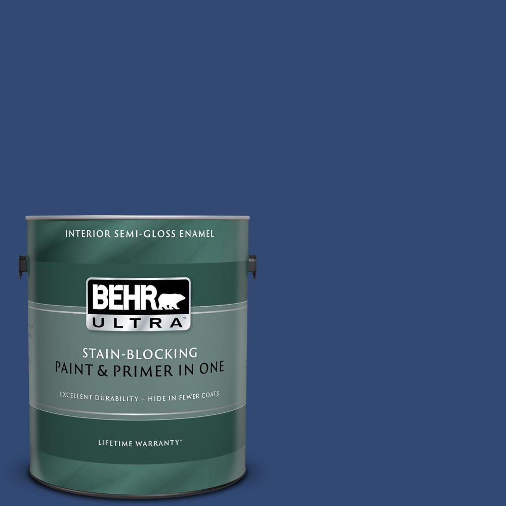 BEHR ULTRA 1 Gal S H 580 Navy Blue Semi Gloss Enamel Interior Paint