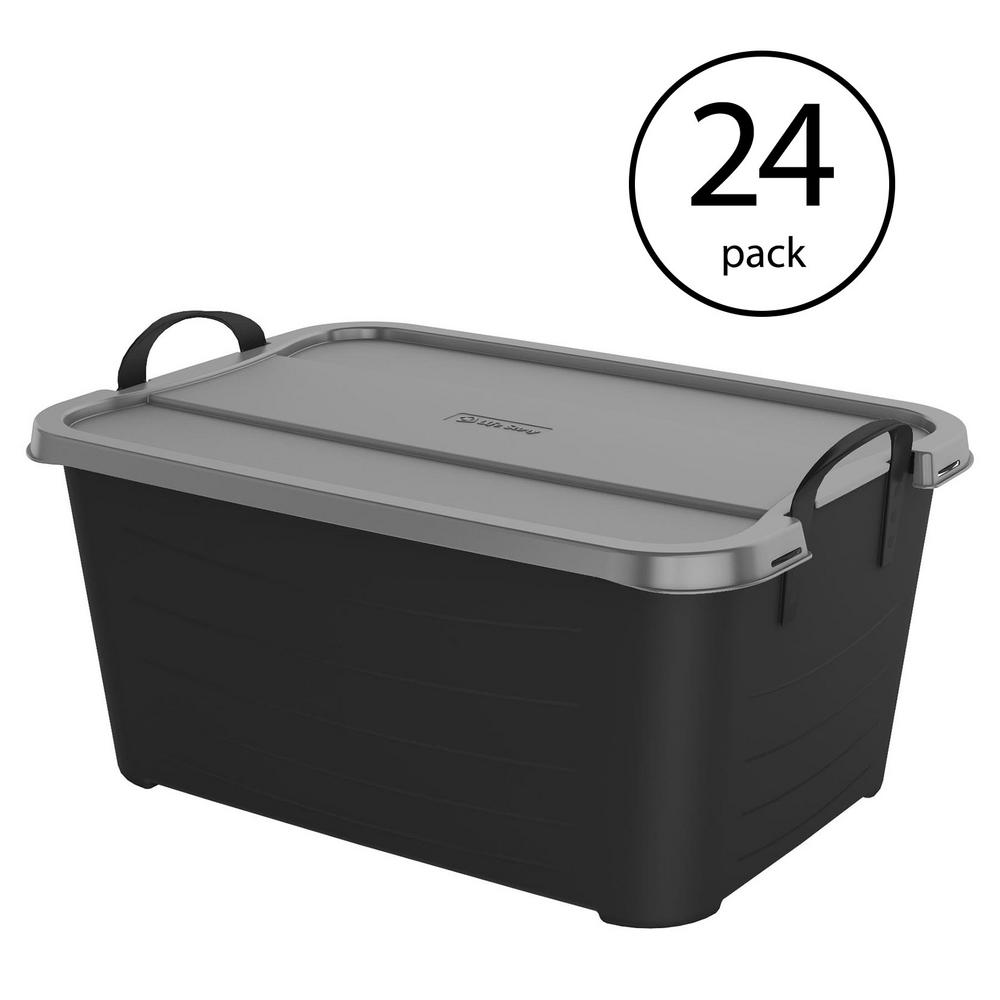 7 Pack Life Story Black 20 Gal Stackable Organization Storage Box Container