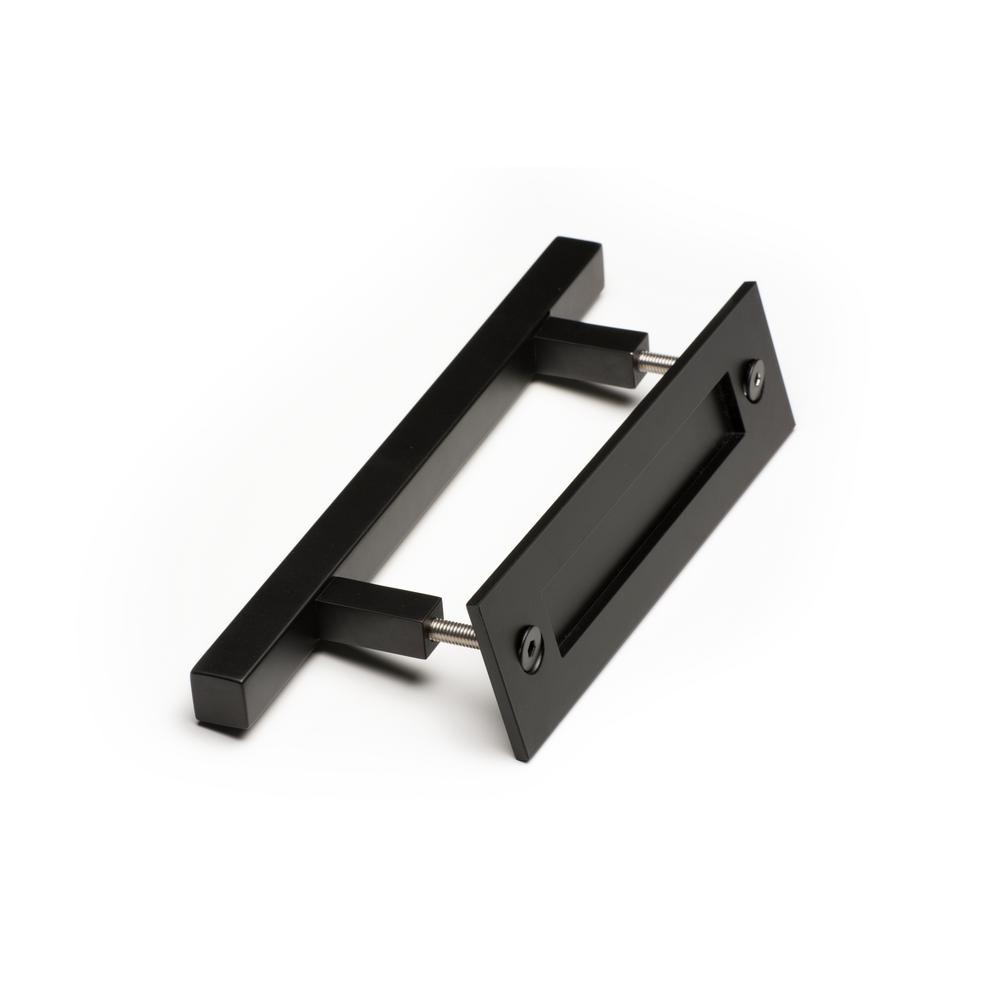 Strongar Contemporary 12 In Black Powdered Square Pull And Flush