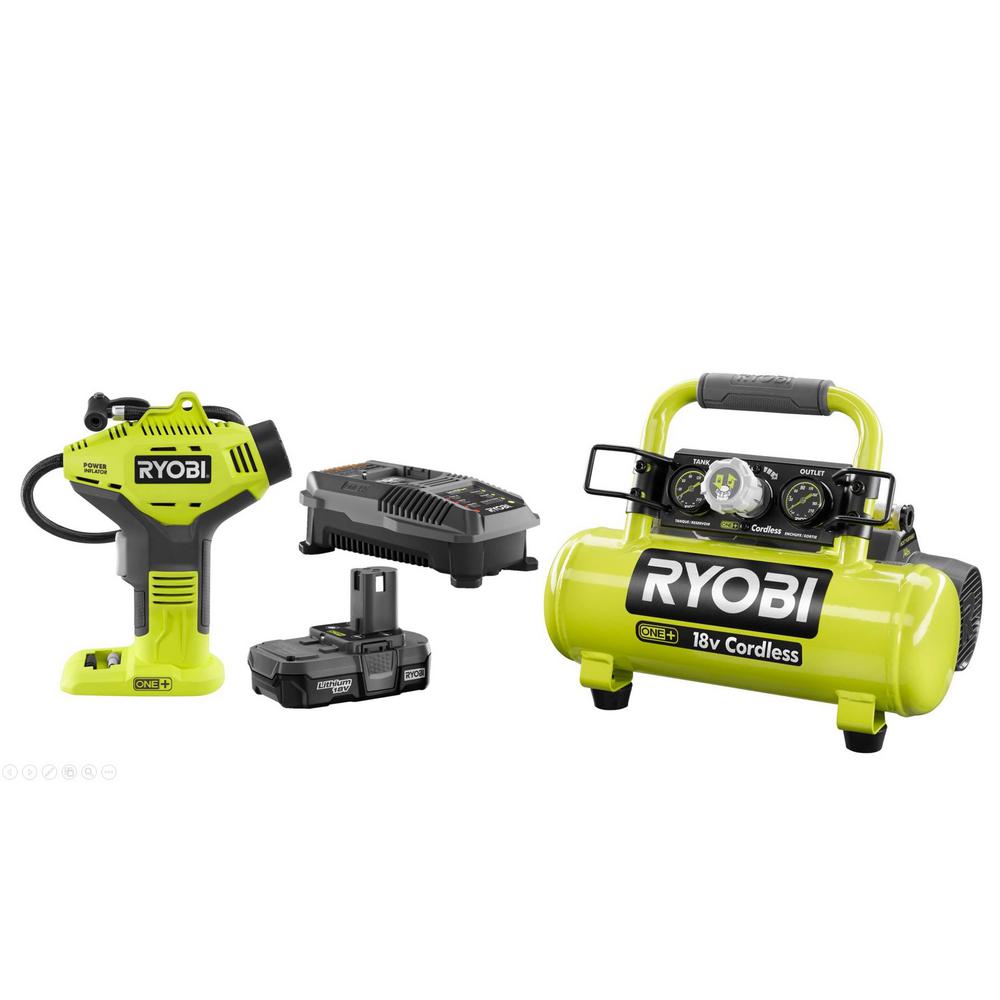 Ryobi Volt One Lithium Ion Cordless Power Inflator Kit P Kn P