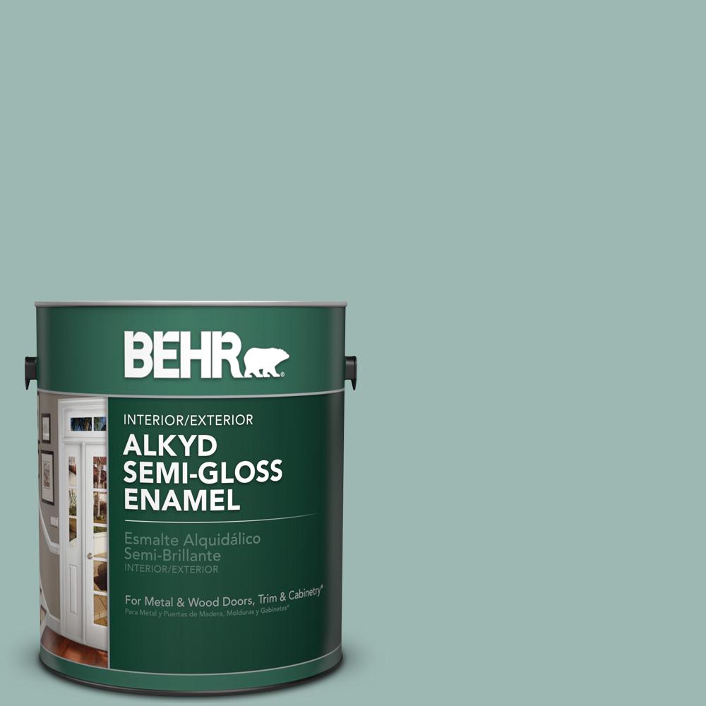 BEHR 1 Gal PPU12 8 Opal Silk Semi Gloss Enamel Alkyd Interior