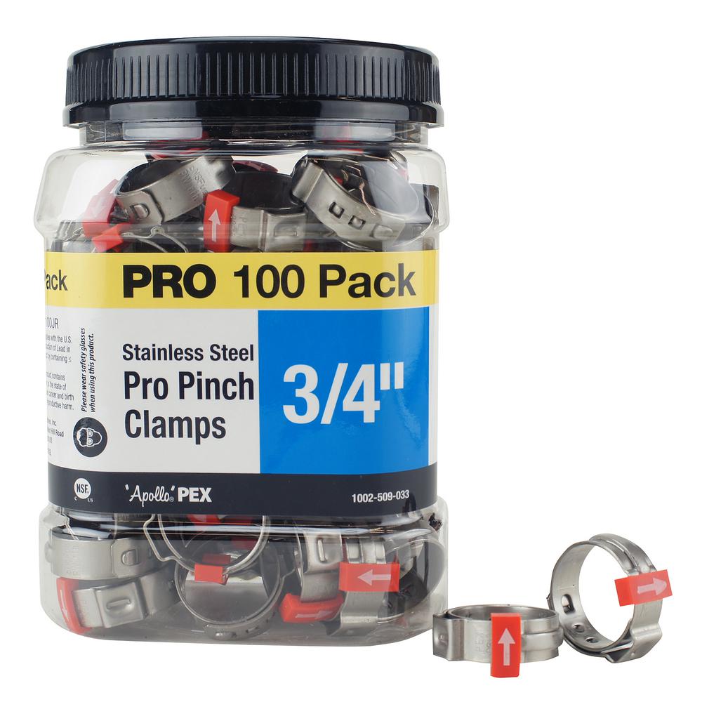 Apollo In Stainless Steel Pex Barb Pro Pinch Clamp Pro Pack