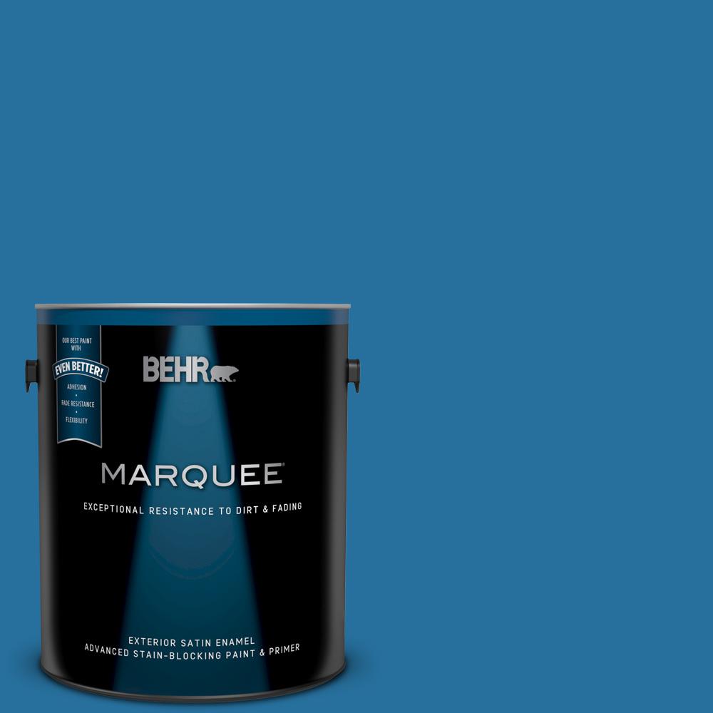 BEHR MARQUEE 1 Gal 550B 7 Blue Ocean Satin Enamel Exterior Paint And