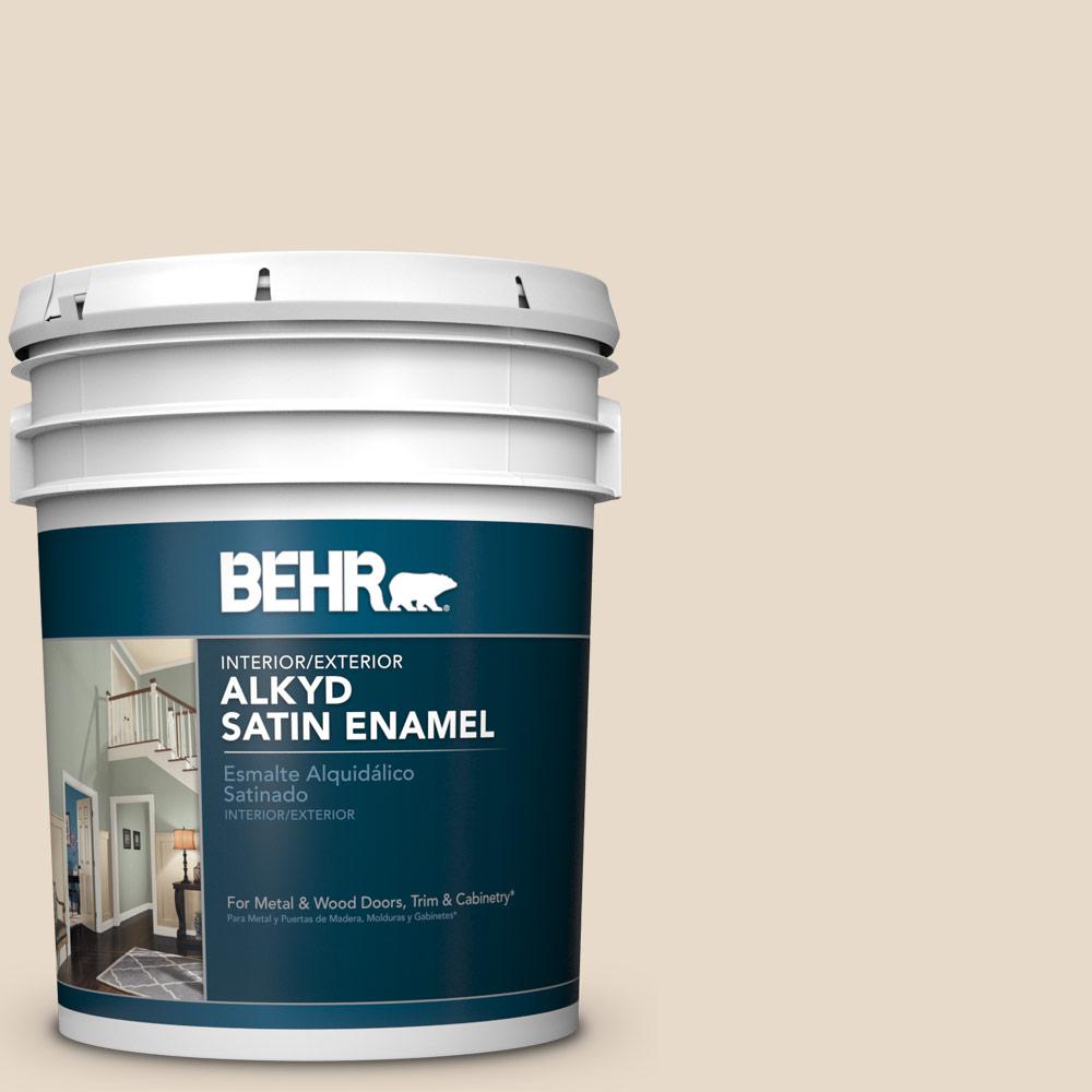 BEHR 5 Gal AE 13 Baja White Satin Enamel Alkyd Interior Exterior