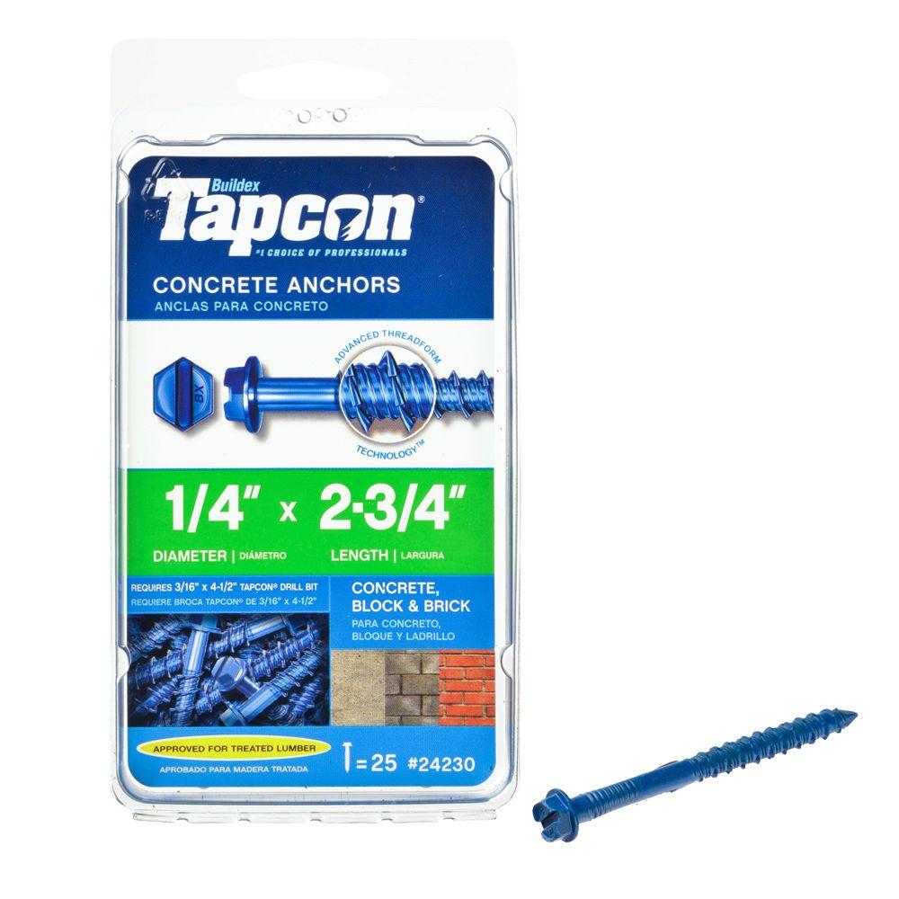 Tapcon In X In Hex Washer Head Concrete Anchors Pack The Home Depot