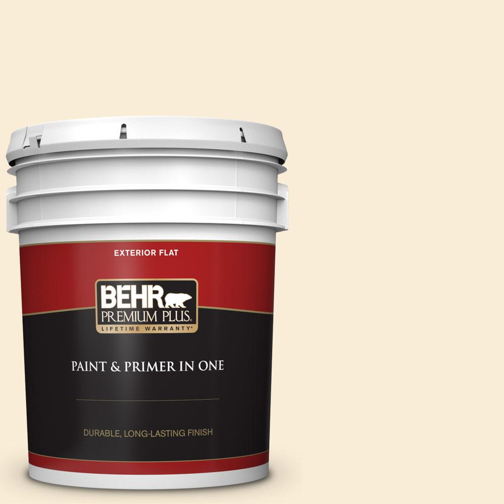 BEHR Premium Plus 5 Gal ICC 90 Butter Yellow Flat Exterior Paint And