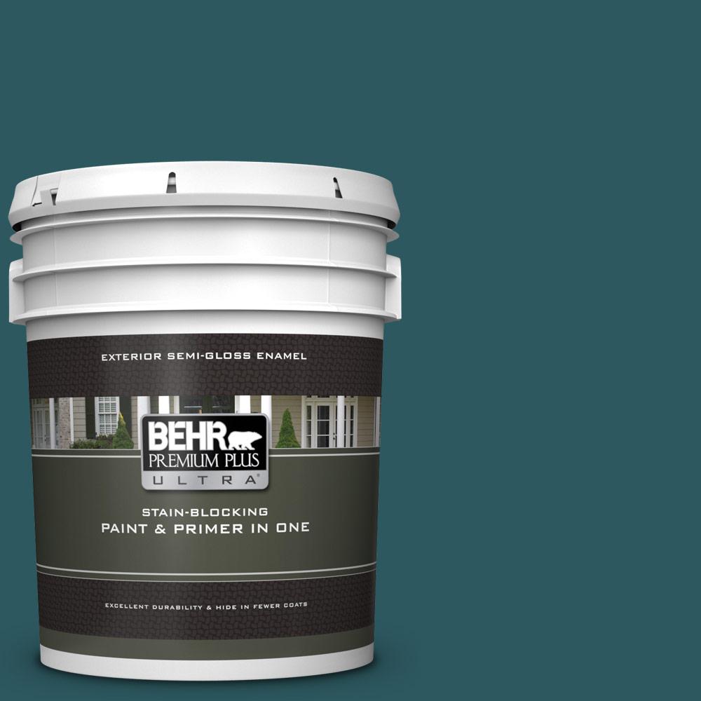 BEHR Premium Plus Ultra 5 Gal S450 7 Tsunami Semi Gloss Enamel