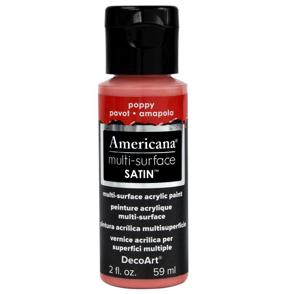 DecoArt Americana 2 Oz Poppy Satin Multi Surface Acrylic Paint DA505