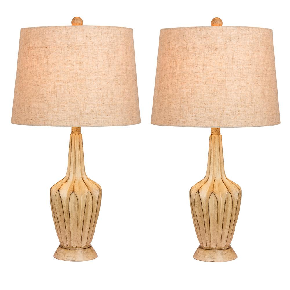 Fangio Lighting Pair Of In Paper Lantern Fold Resin Table Lamps