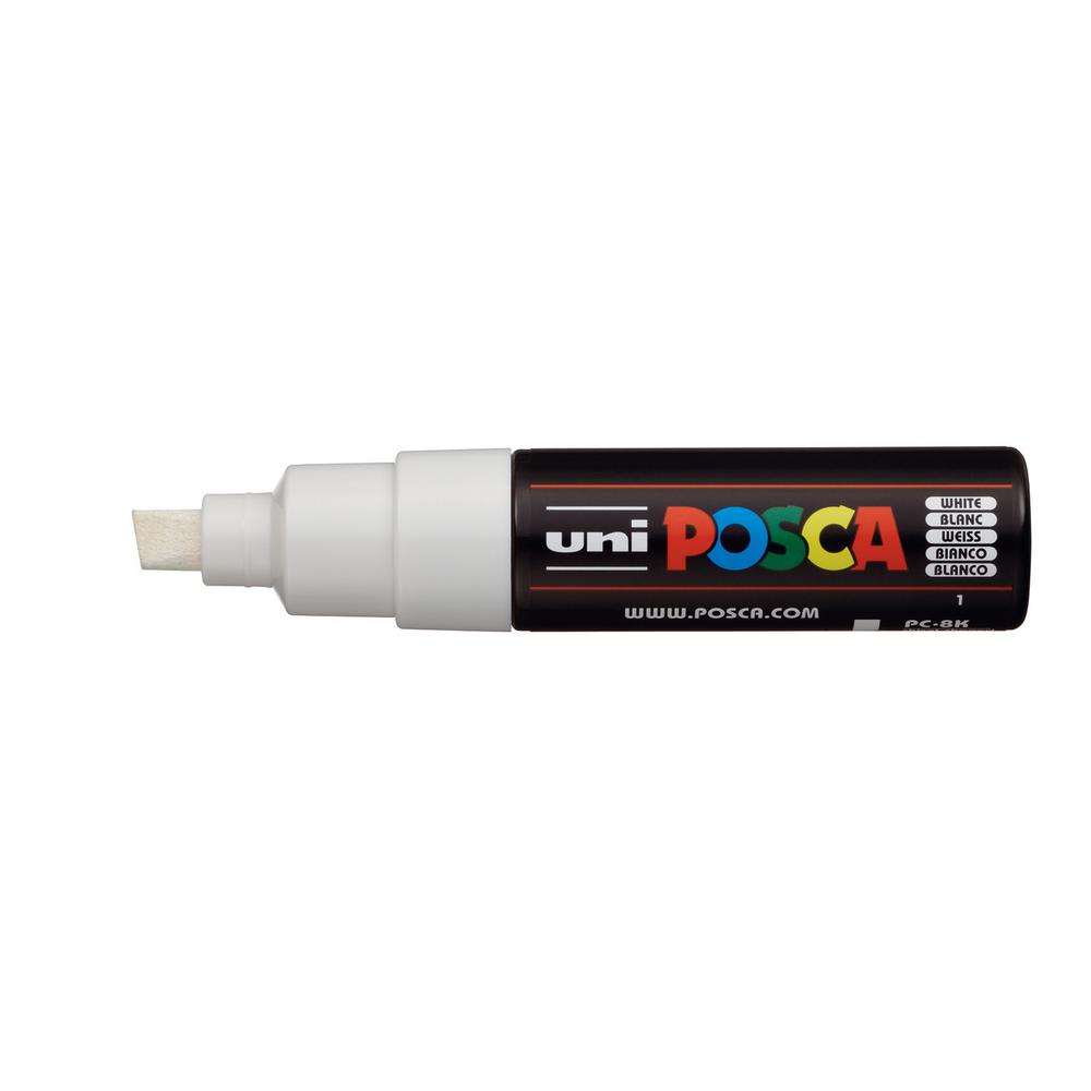 Posca Pc K Broad Chisel White Paint Marker The Home Depot