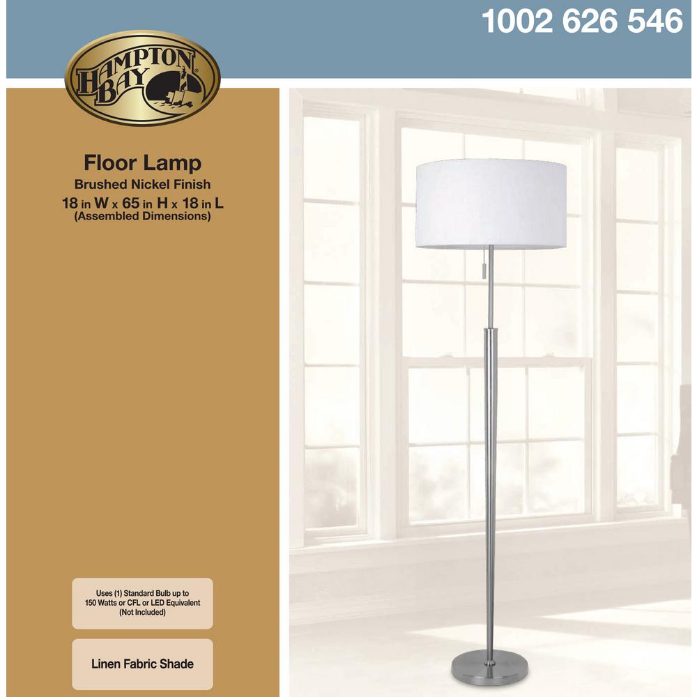 Hampton Bay 65 In Brushed Nickel Floor Lamp