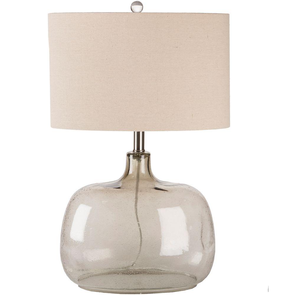 Dsi Fillable In Clear Glass Table Lamp With Linen Shade