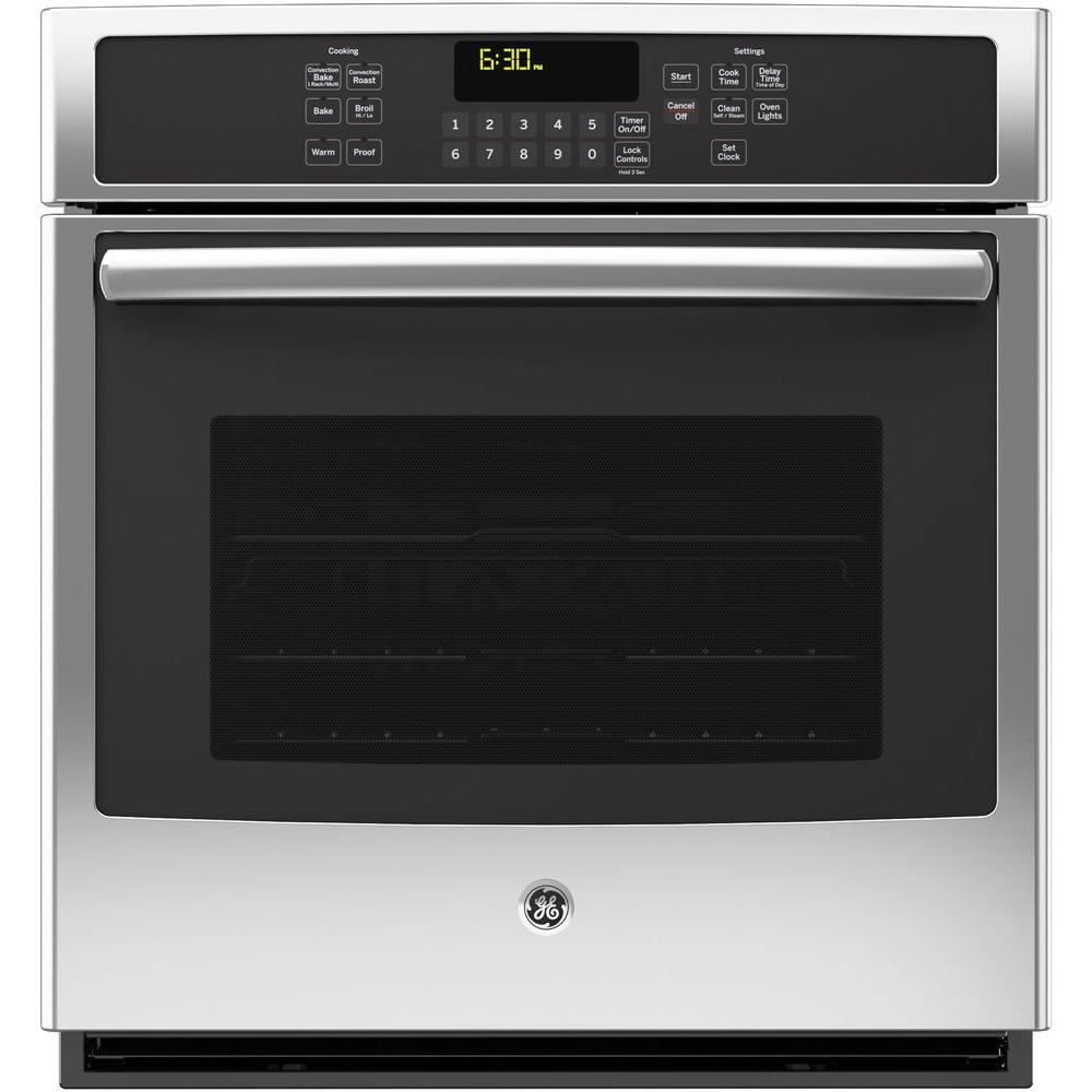 GE 27 In Single Electric Wall Oven Self Cleaning With Steam Plus