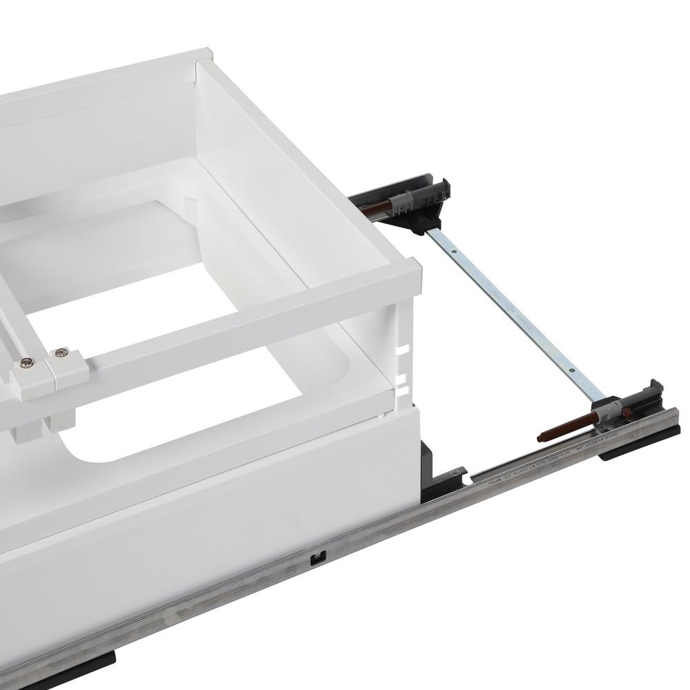 Pull-out waste containers supported by a soft-close glide Pull-out waste containers supported by a soft-close glide
