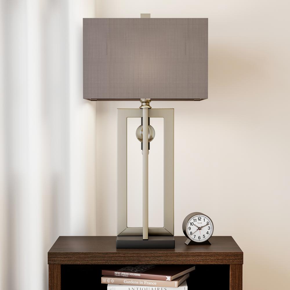 Titan Lighting 30 In Silver Leaf Table Lamp With Crystal Accents And Grey Shade
