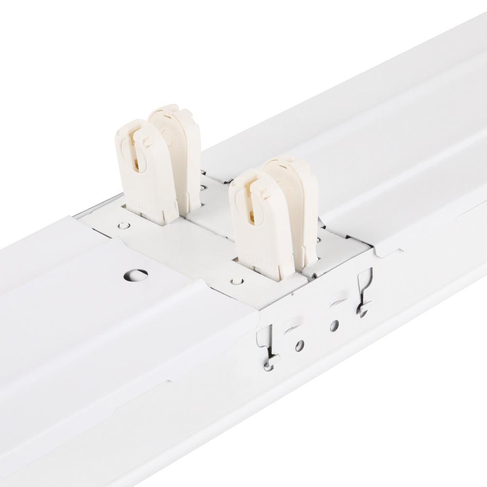 Tandem Fluorescent Strip Light White 32-Watt 4-Light Commercial Fixture 8 ft 