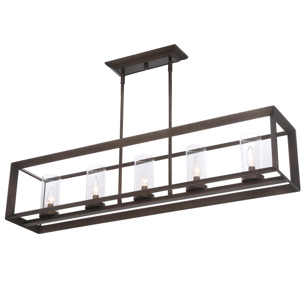 Island light featuring a modern, industrial style Island light featuring a modern, industrial style