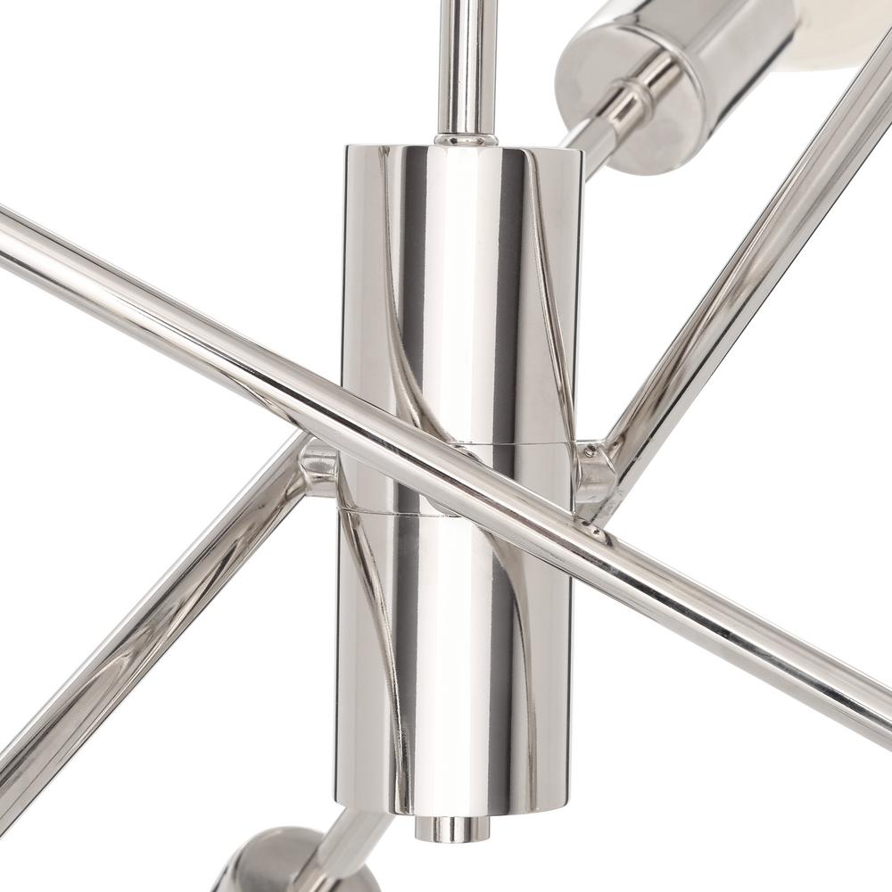 Sputnik light fixture design with radiating bars supporting exposed bulbs Sputnik light fixture design with radiating bars supporting exposed bulbs
