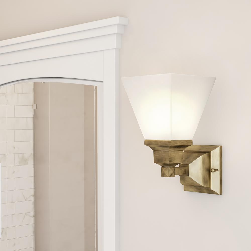 Livex Lighting Mission 1 Light Antique Brass Wall Sconce 103101 The