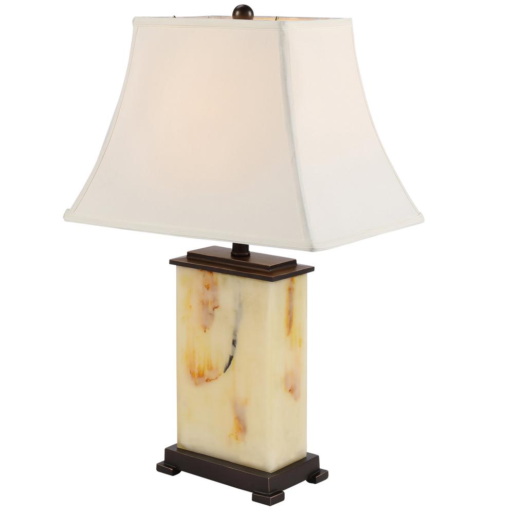 ORE International 28 in. Ivory, Brown and Black Table Lamp with Night