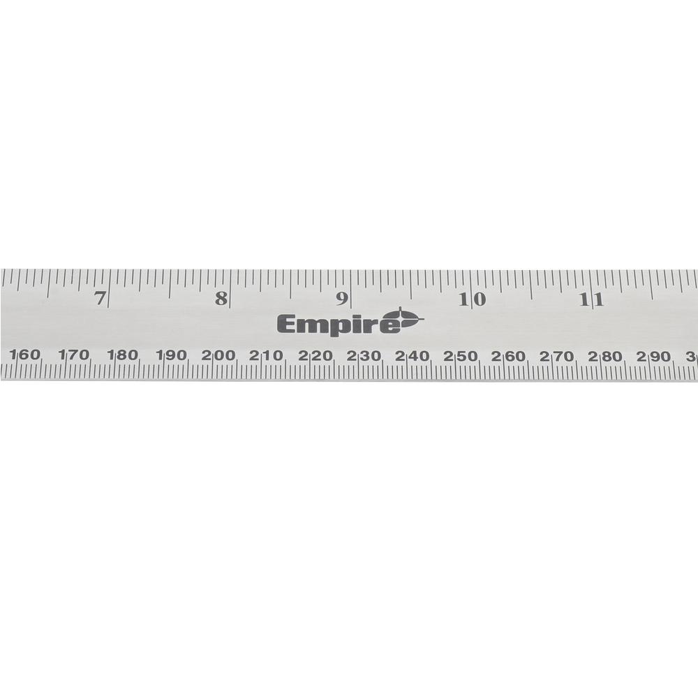 Stainless steel ruler with inch and mm markings