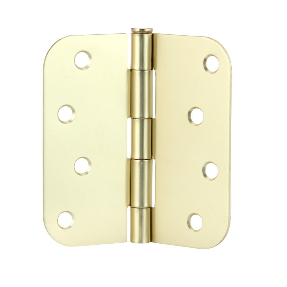 Design House 4 in. x 5/8 in. Radius Satin Brass Door Hinge Value Pack ...