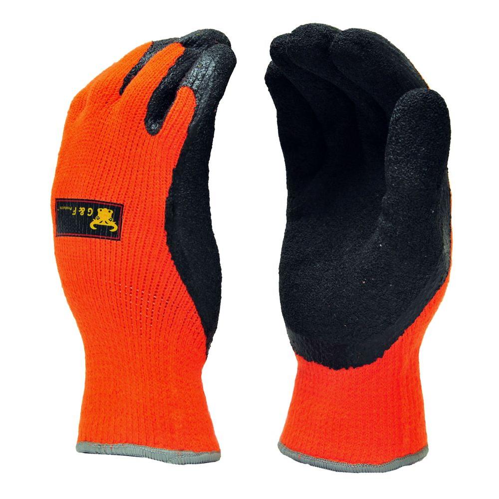 ORANGE LATEX COATED RUBBER SAFETY WORK GRIPPER GLOVES